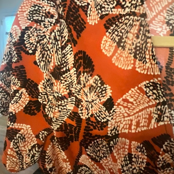 Anne Klein Orange and Black Floral Short Sleeve Dress - Picture 2 of 6